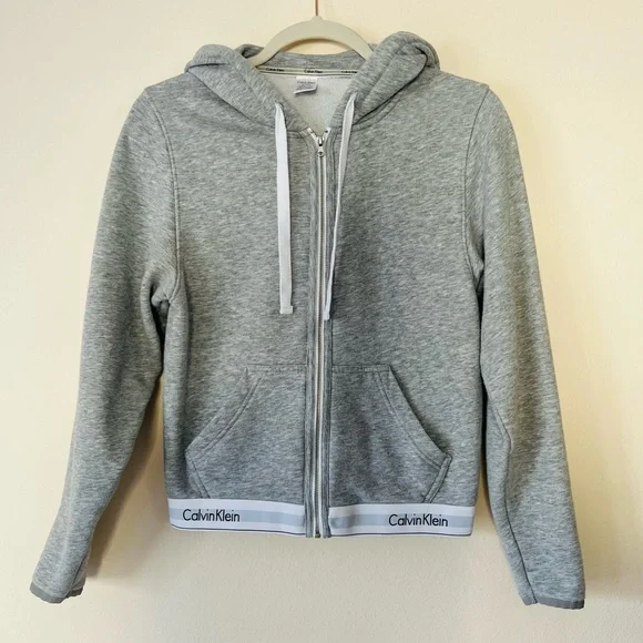 CALVIN KLEIN Modern Cotton zip-up cotton-jersey hoody top - Picture 5 of 10